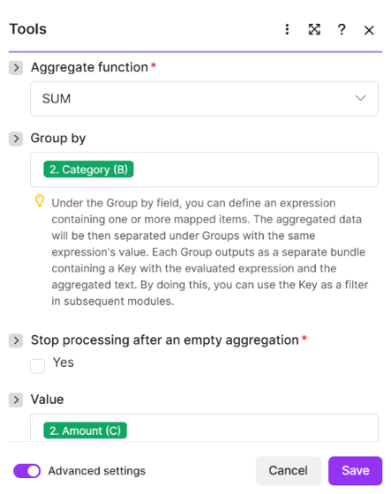 Expense Numeric Aggregator